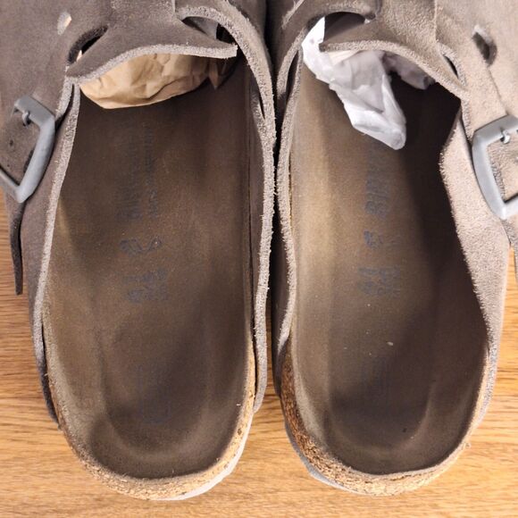 Birkenstock Boston Unisex 41 EU Taupe Suede Clogs Slip On Comfort Shoes - Picture 9 of 16